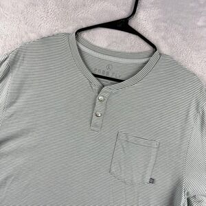 Free Fly Shirt Mens Large Green Striped Bamboo Henley Pocket Lightweight Soft